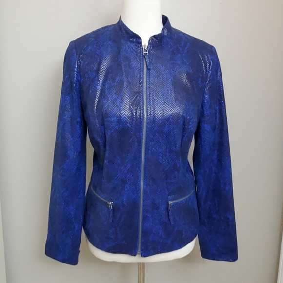 JM Collection Faux Snakeskin Jacket - Picture 2 of 12